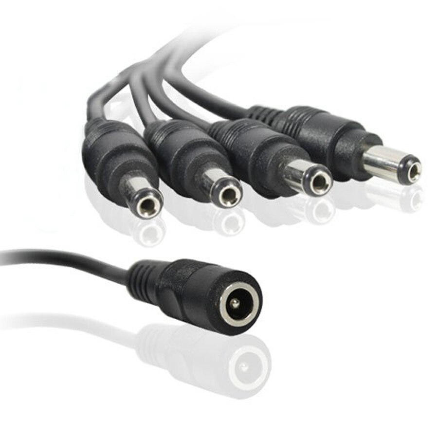 Hamrolte dc strøm splitter plugg kabel 1 hann  til 4 dobbel hunn ( 2.1*5.5mm )  strømadapter til cctv kamera overvåkingssystem
