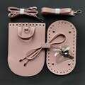 Bolso de mano de con correa para el hombro, conjunto de bolsos tejidos de cuero con accesorios de Hardware, mochila hecha a mano DIY: Rosa claro