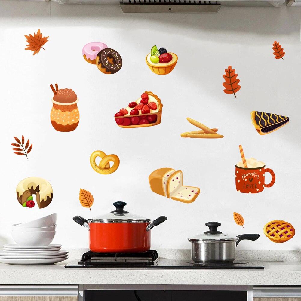 Tegneserie brød dessert mønster wallsticker køkken spisestue stue hjemmedekoration baggrund tapet til børn klistermærker