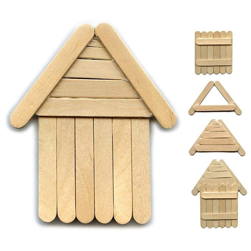 Natural Wood Craft Pack of 100 Pieces Craft Sticks Jumbo Craft Sticks