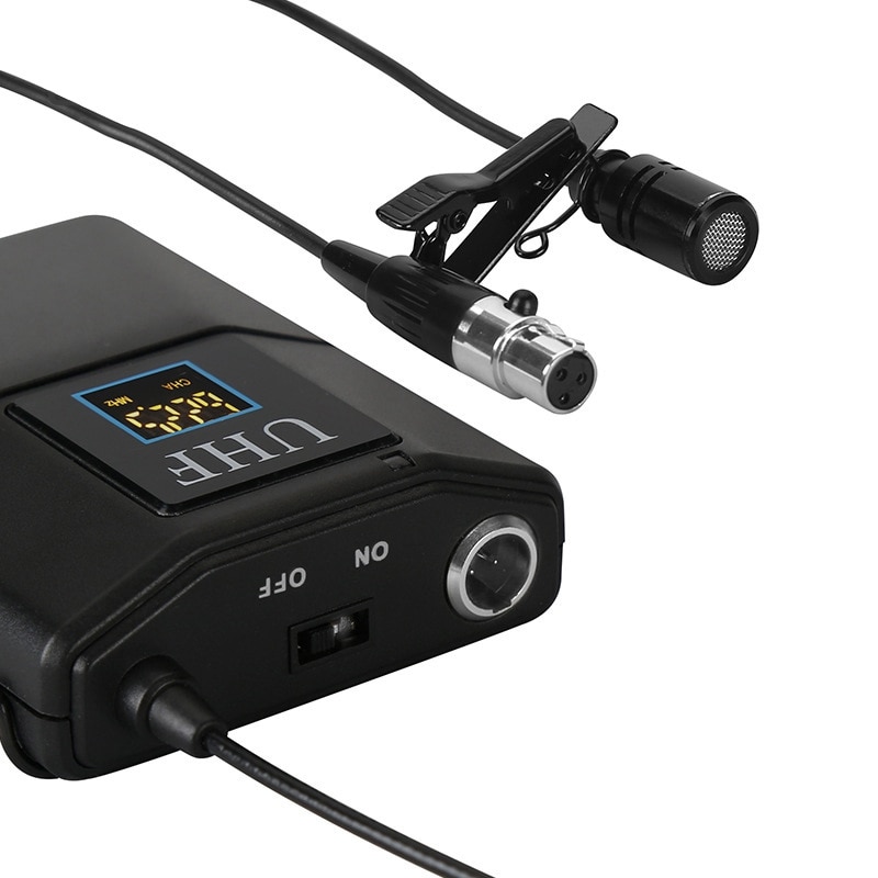 UHF Microphone UHF Lapel Mic Wireless Interview Microphone with Bodypack Transmitter for Computer Speaker Mixer