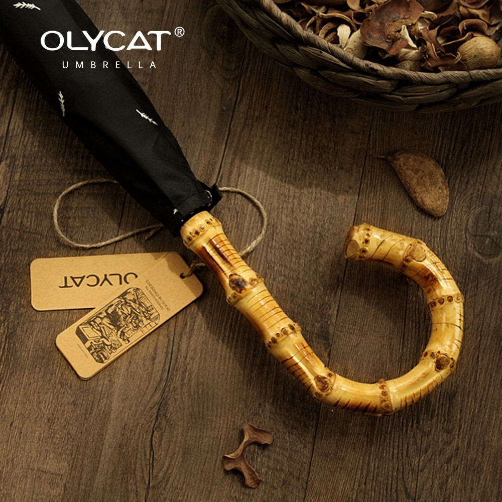 OLYCAT grand bambou parapluie pluie 8K coupe-vent Semi automatique longue poignée parapluies hommes femmes pongé tissu Parasol paraguay
