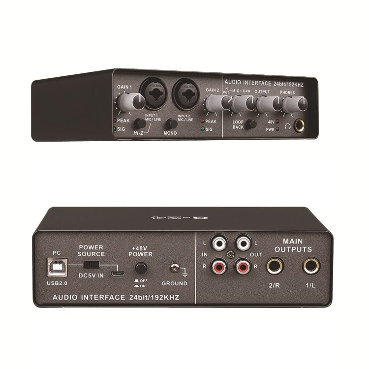 TEYUN Q24 Microphone External Interface USB Computer No Driving Mic Live Recording Audio Interface 2 in 4 out