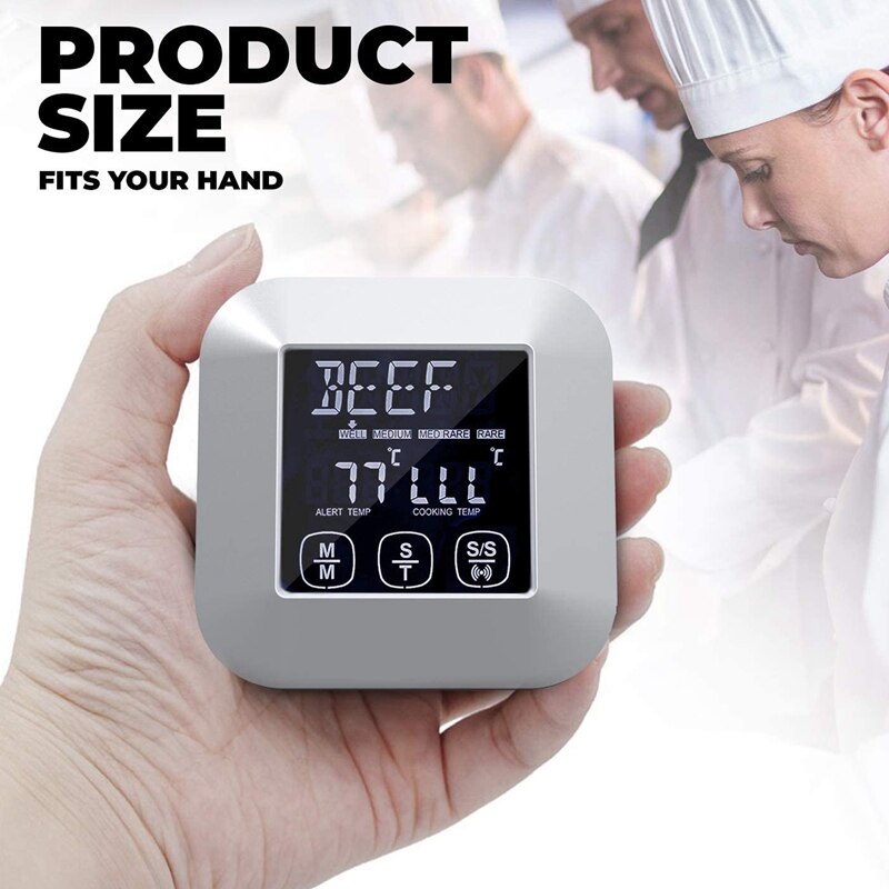 Digital Press Screen Cooking Thermometer Suitable for Meat and Poultry Wired Probe, Used for Frying Pan Oven Grilling