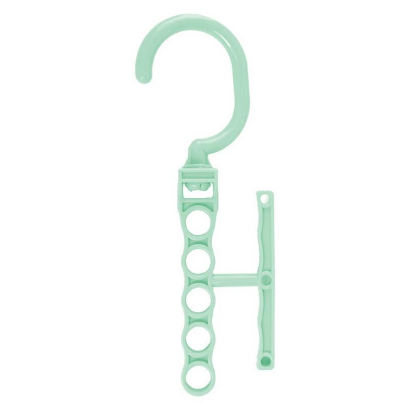 Nine-hole Support Hangers Magic Clothes Coat 5-hole Hanger Organizer Plastic Scarf Cabide Rack Wardrobe Clothes Drying Racks: Green