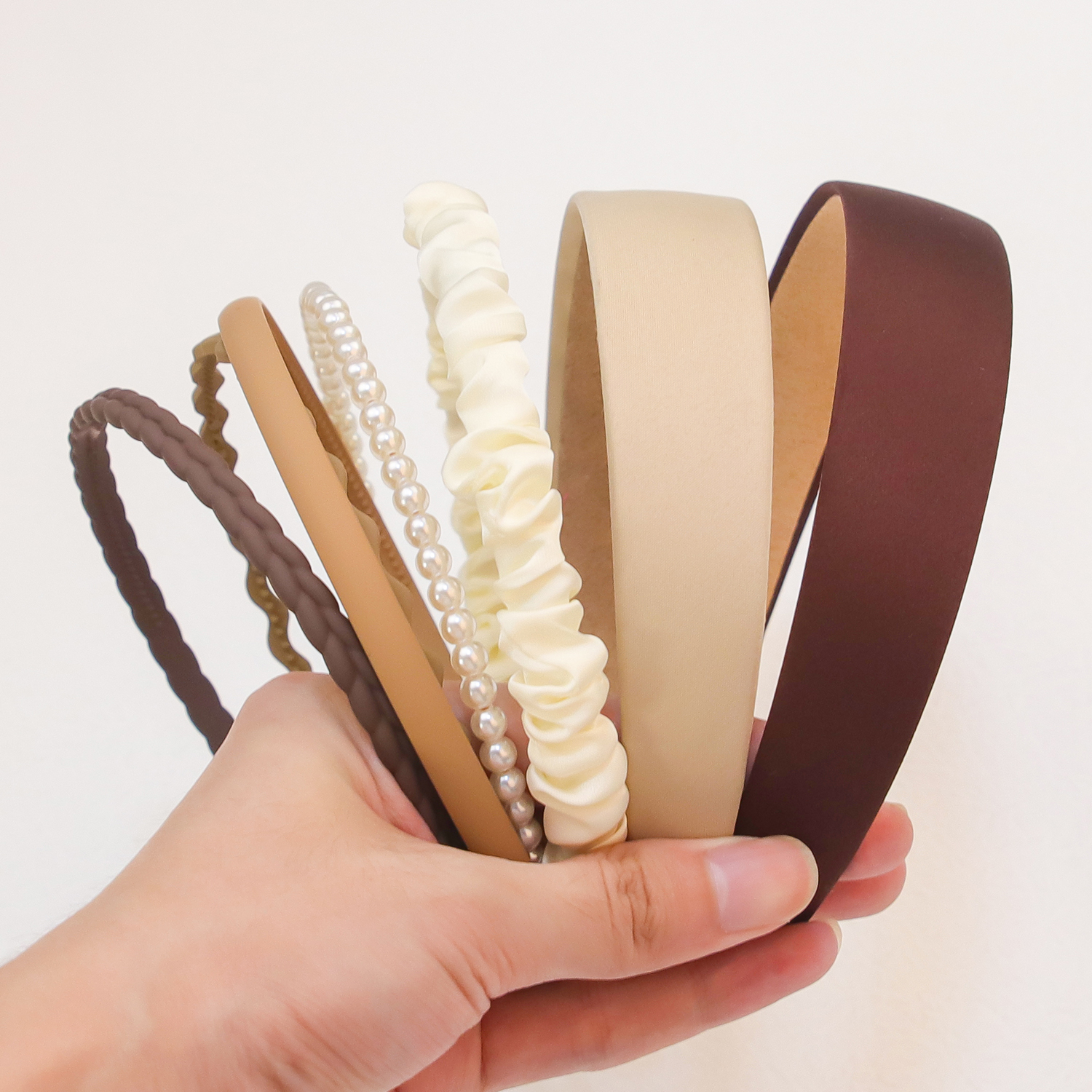 Conjunto de 7 Uds de diademas de para mujeres y niñas, diademas de perlas, diadema Simple versátil, aro para el cabello, accesorios para el cabello: Azul cielo