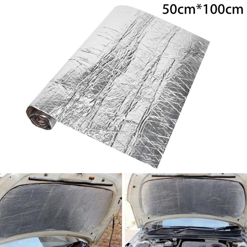 1pcs Car Sound Deadener Mat Noise Bonnet Insulation Deadening Hood Engine Firewall Heat Aluminum Foam Sticker 50x100cm