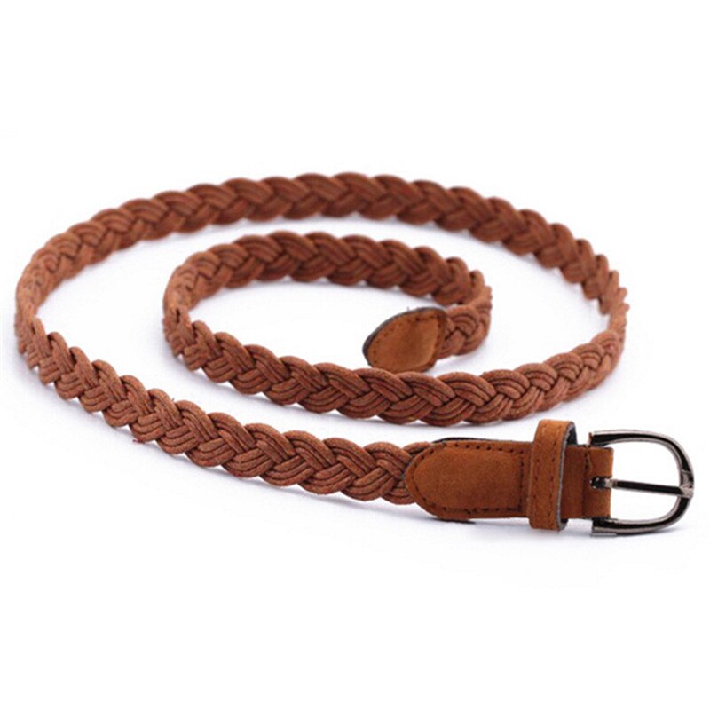 Cinturón trenzado de cuerda de cáñamo para mujer, banda de cintura trenzada, para vestido, hebilla de Metal Multicolor