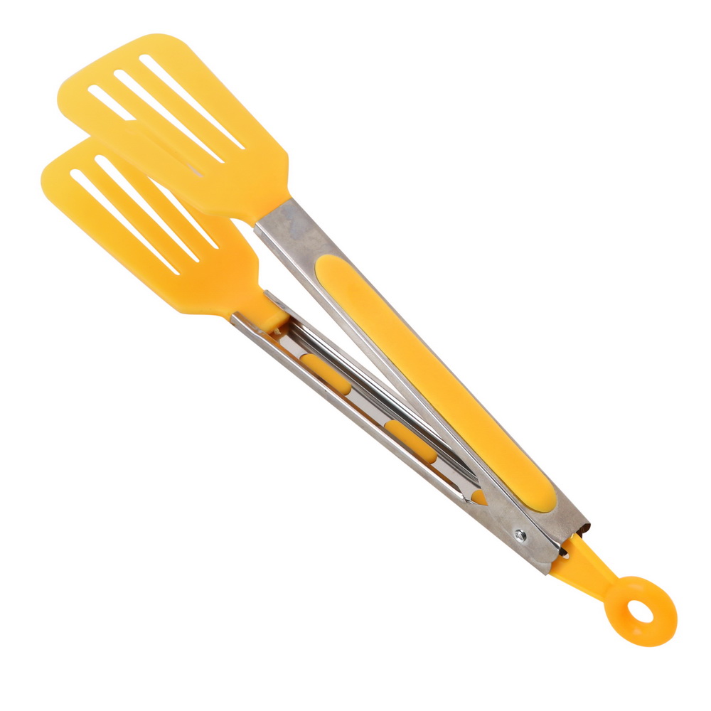 Hilife Salade Serveren Bbq Tang Non-stick Keuken Tang Siliconen Pizza Brood Steak Clip Rvs Handvat Gebruiksvoorwerp: YELLOW