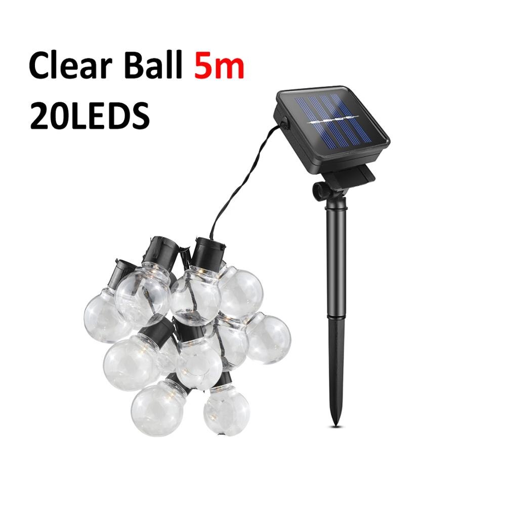 LED Garden Lawn lamp Solar Light Globe Bulb String lights Outdoor Patio Yard Landscape Wedding Christmas Decoration For Holidays: Clear Ball 5M / Warm White