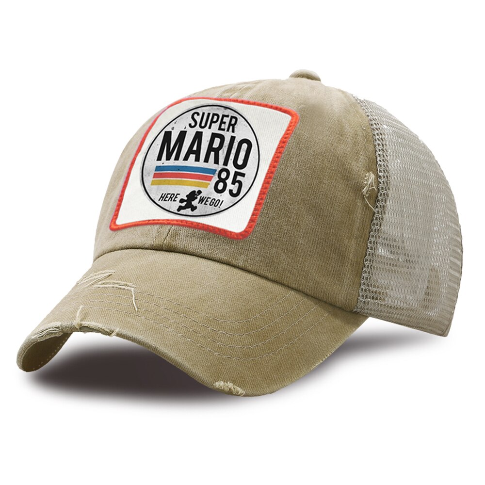 Plumber Anime Baseball Caps Men Summer Mesh Snapback Hat Vintage Hip Hop Cotton Cap Outdoor Women Trucker Cap Dad Hats: khaki6