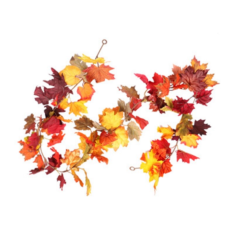 2 Pcs Autumn Maple Leaves Garland, Fall Hanging Plant for Home Garden Wall Doorway Backdrop Fireplace