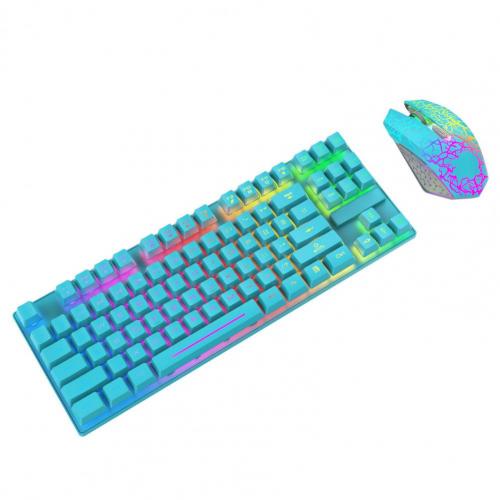 Draadloze gaming-muis en toetsenbordcombinatie, 87 toetsen regenboog led-achtergrondverlichting 3800 mAh oplaadbare batterij, mechanisch gevoel, waterdicht, RGB (zwart