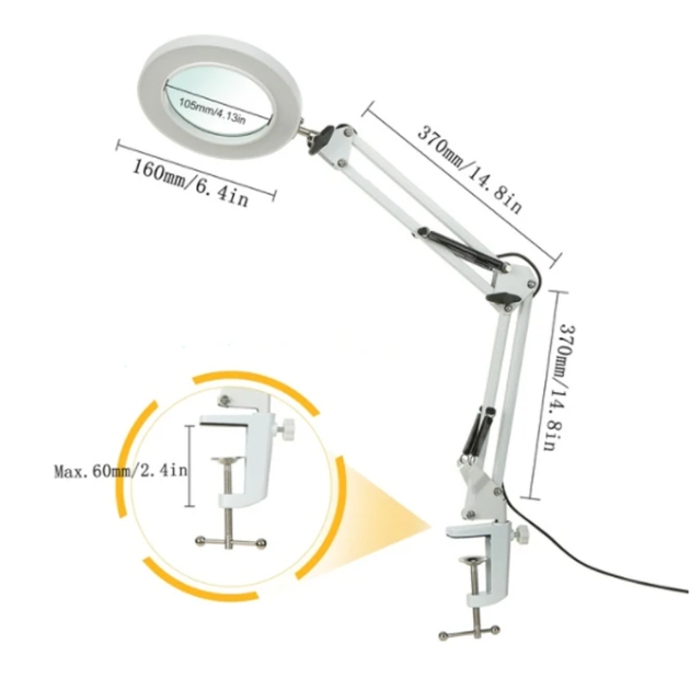 72 10x LED-leuchtlupe mit usb-anschluss und 3 farben, Ideal für lötkolbenreparaturen, als tischlampe oder hautpflege-werkzeug.: Silber
