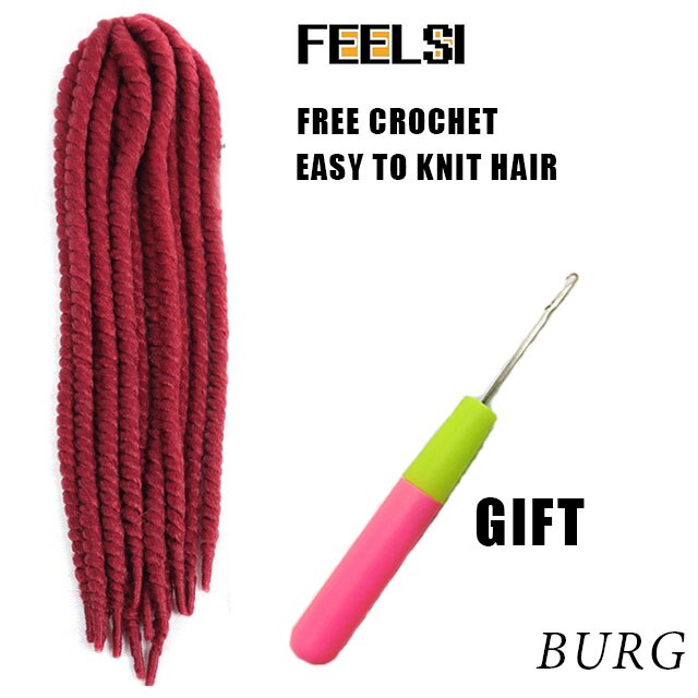 Havana Mambo Twist Hair Crochet Braids 22'' 120g 20 Color Ombre Synthetic Crochet Hair Braiding Hair FEELSI Purple: T27/30/4