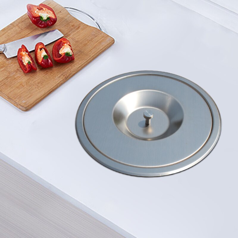 8L Kitchen Cabinet Countertop Built-In Stainless Steel Trash Can Flush Recessed Dustbin Eco-Friendly Hidden Embedded Trash Bin