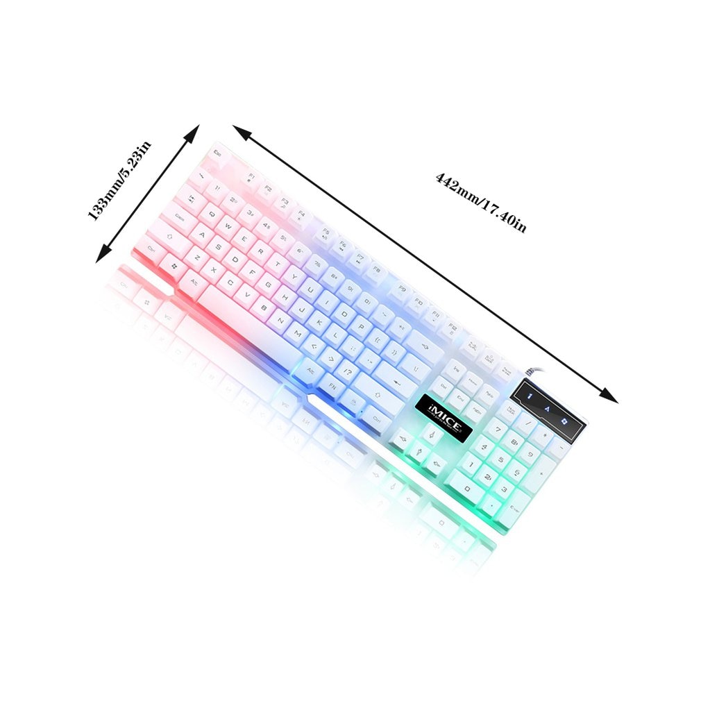 iMice Gaming Keyboard 104 Keycaps RGB Backlit Mechanical Feeling Keyboard Game Keyboards with RU Sticker for PC Laptop Computer