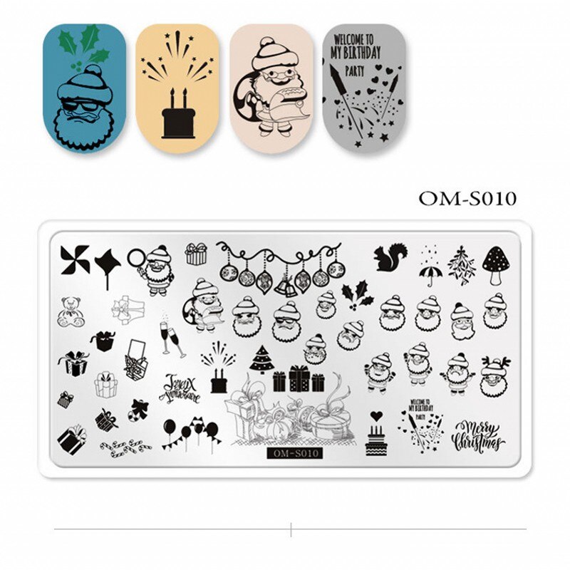 1Pcs Halloween Nail Stamping Plates Pumpkin SPider Pattern Plate Christmas Snowflake Santa Nail Art Image Stamp Templates OMS112: 10