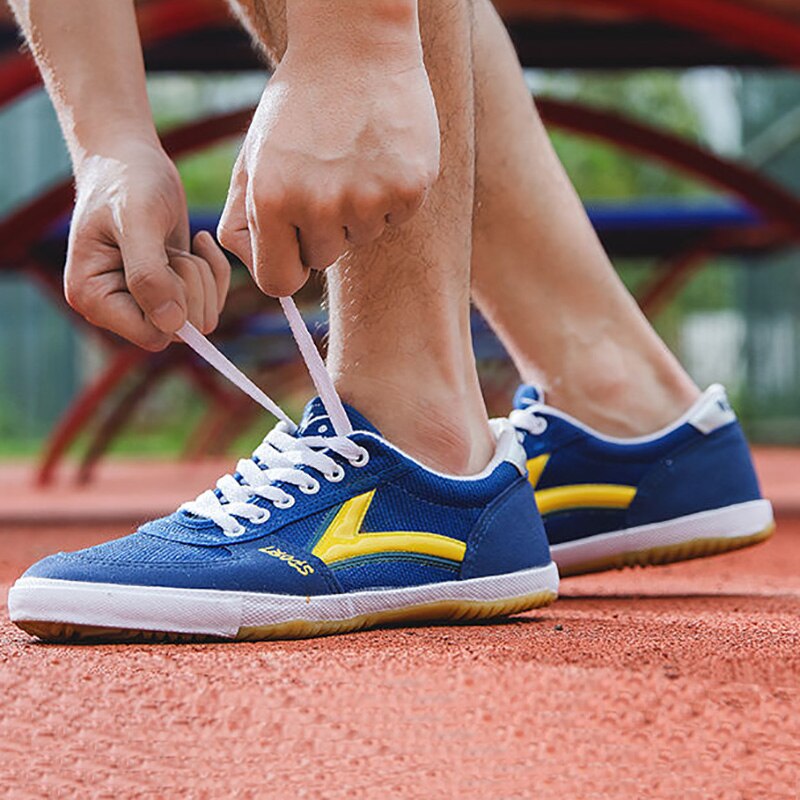 Unisex Table Tennis Shoes Men Table Tennis Sports Shoes for Exercise Women Anti-Slide Breathing Ping-Pong Traps: B-blue / EU37(23.5cm)