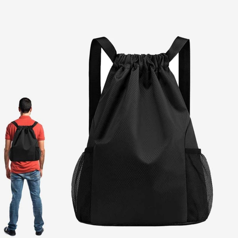 Zaini Donna Uomo Borsa con coulisse tascabile di grande capacità per borse da viaggio in tinta unita con zaino sportivo casual unisex