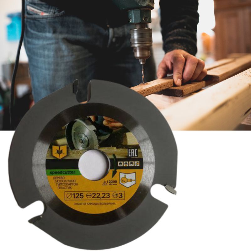 Houtbewerkingsblad voor haakse slijper schijf voor houtsnijwerk snijden vormgeven met 3 tanden 7/8 '' as 4.5 inch 125mm