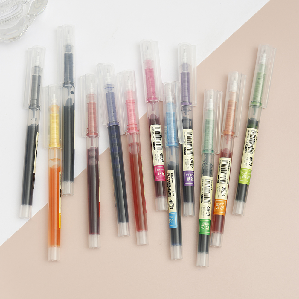 12 pçs multicolorido estudante escola escritório papelaria caneta gel fino grande capacidade de tinta caneta esferográfica reta líquido rollerball caneta
