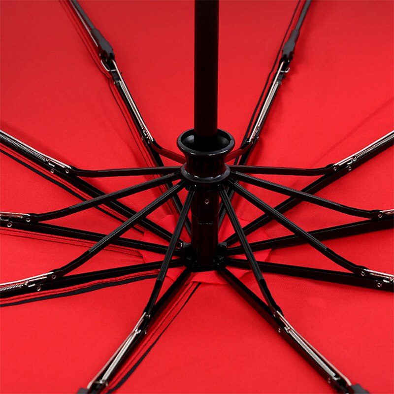 Two-layer Rain Umbrellas Men Women Automatic 3 Fold Windproof 10 Ribs Large Parasol Female Sunny Rainy Solid Color Umbrella