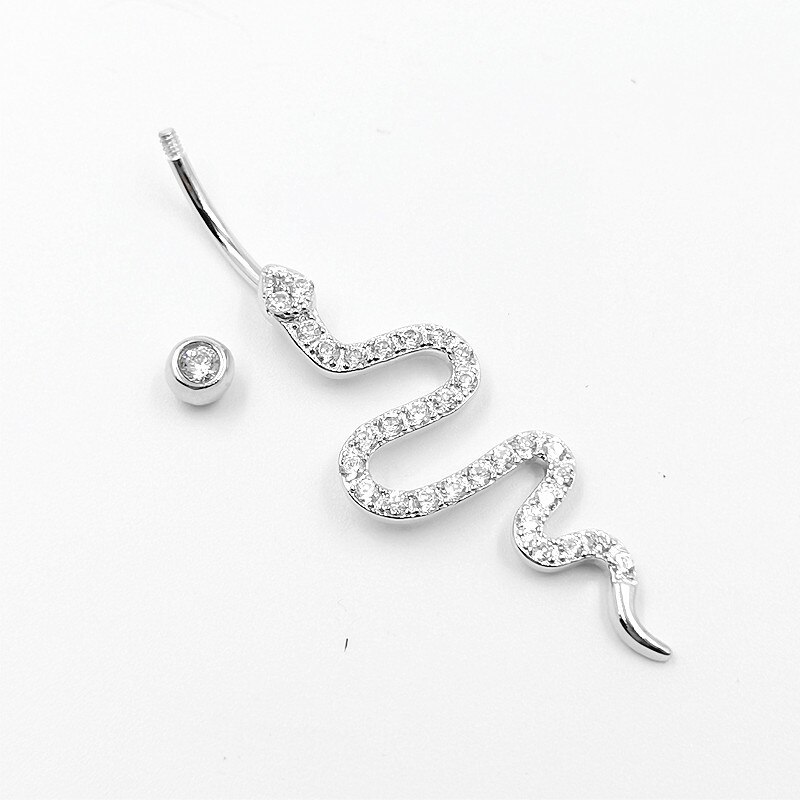 925 navleringe i sterling sølv slange form cz mave piercing kropssmykker til kvinder 1 stk