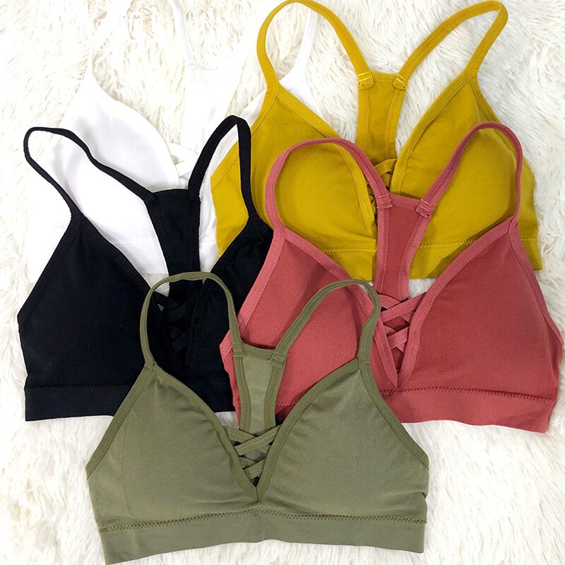 JETU Ladies Casual Shirt Cotton Comfortable Sexy Underwear Hollow Lining Solid Color Pad Backless Bra No Steel Ri