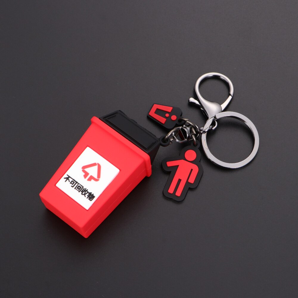 Classification Trash Bin Keychain Key Ring Stylish Key Hanging Decoration Key Holder Small for Men (Blue)