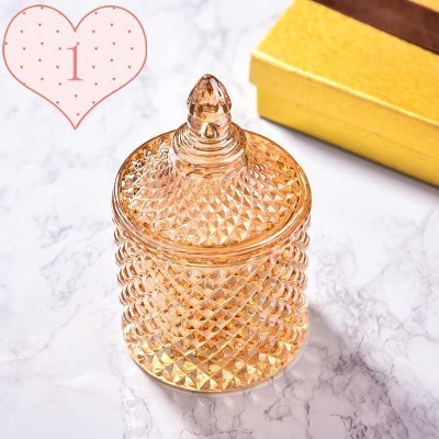 Retro Colorful Crystal Glass Jar With Cover Candle Holders Candy Bar Candlestick Velas Pot Candle Making Supplies Wax Container