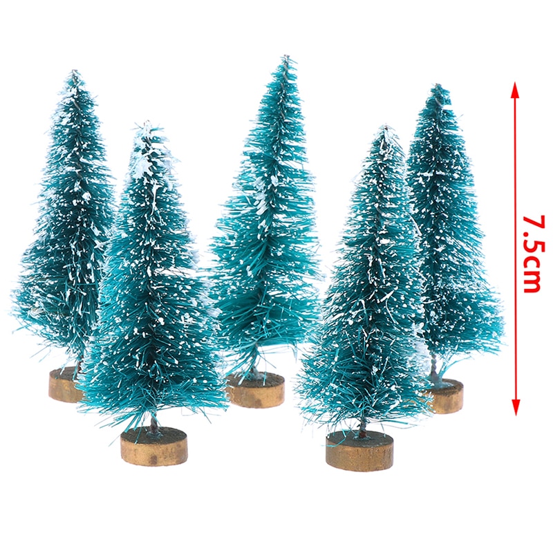 5 pcs Mini Christmas Tree for 1/12 Scale Dollhouse Miniature Decoration Small Pine Tree Desktop Christmas Decor 5pcs