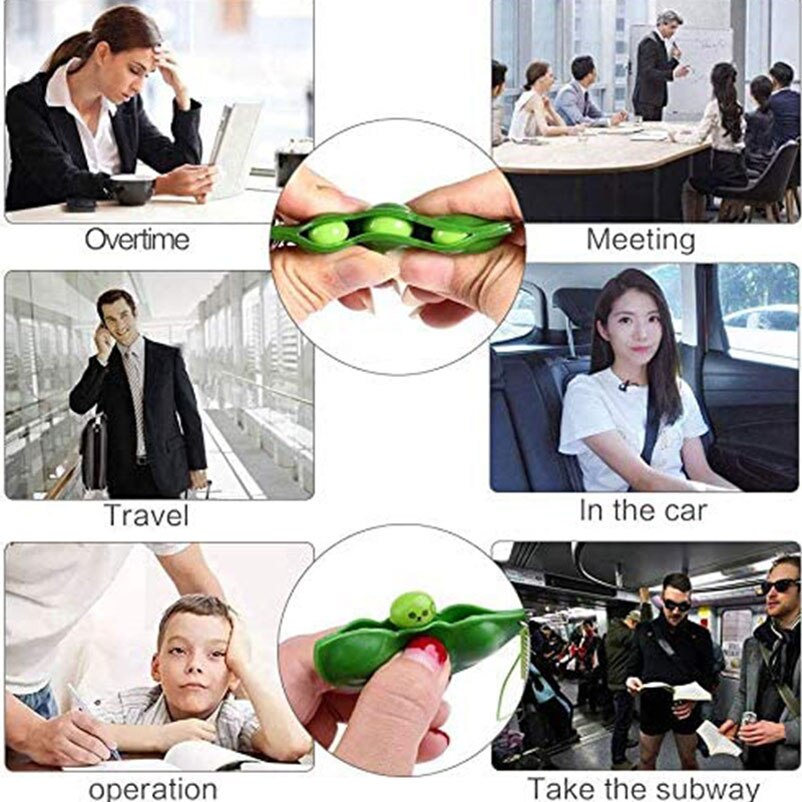 Fidget Toys Decompression Edamame Toys Squishy Squeeze Peanut Peas Beans Keychain Cute Stress Adult Toy Rubber Boys Xmas