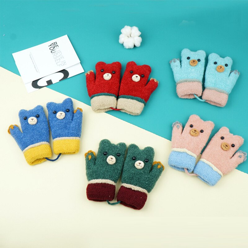 1Pcs Drie-Dimensionale Cartoon Kinderen Glovesknitting Handschoenen Cartoon Kind Warm Houden Winter Mooie Mode Opknoping Nek