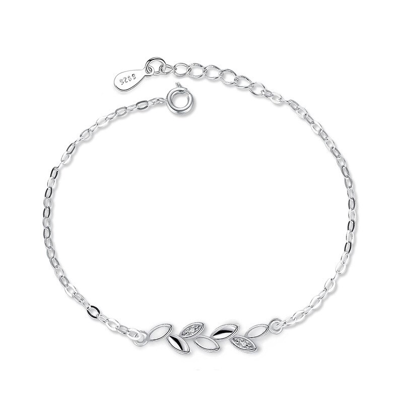 femmes Bracelet 925 en argent Sterling compagnon chanceux feuille argent bijoux Bracelet Version coréenne de directe