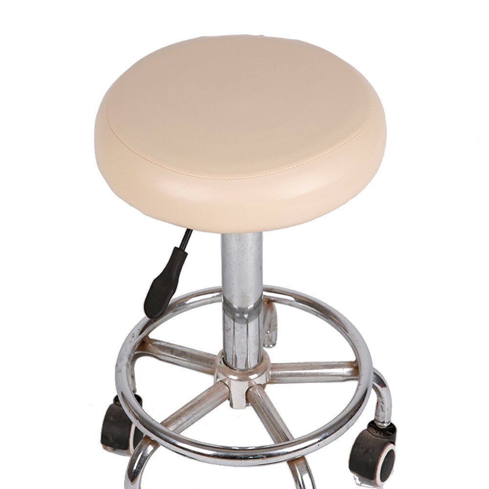 табурет Round Chair Protector Elastic PU Leather Stool Chair Cover Waterproof Chair Protector Small Round Seat Cushion Sleeve: Beige