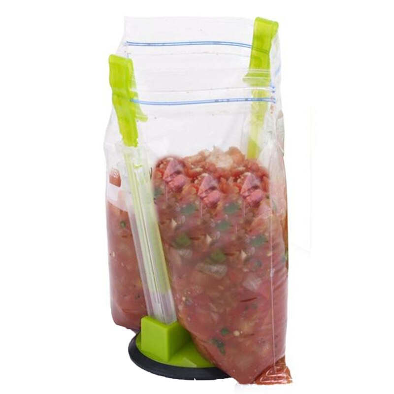 1pc Ziplock Storage Bag Holder Adjustable Bag Clip Hands-Free Non Slip Plastic Bag Racks Hands Baggy Rack Kitchen Gadget