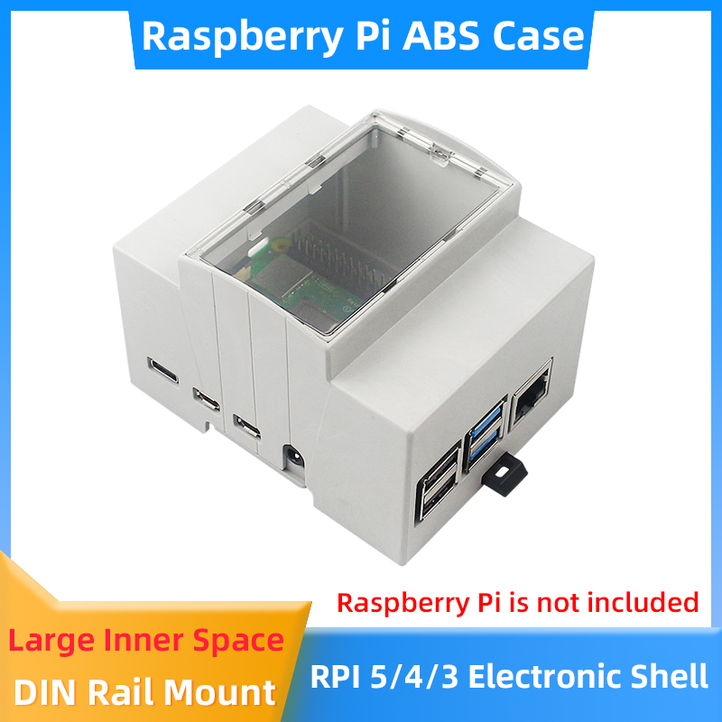 Raspberry Pi 5 4 3 ABS caja eléctrica carril DIN carcasa Modular disipador de calor de aluminio opcional ventilador de refrigeración para Pi 4 /3B + /3B