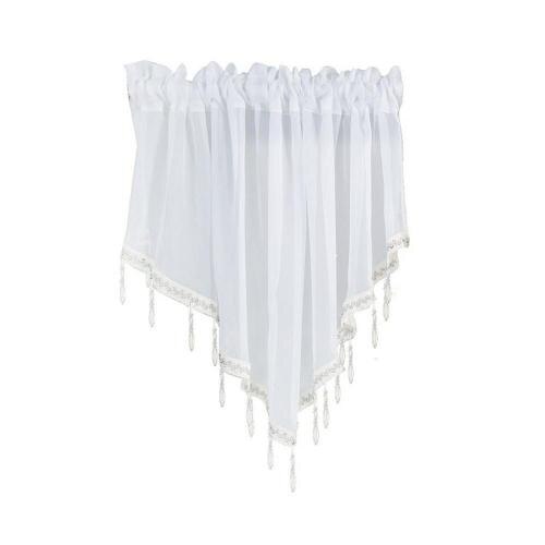 Rideau court de cuisine en forme de Triangle, couleur unie, cantonnière de fenêtre, décoration de la maison: White