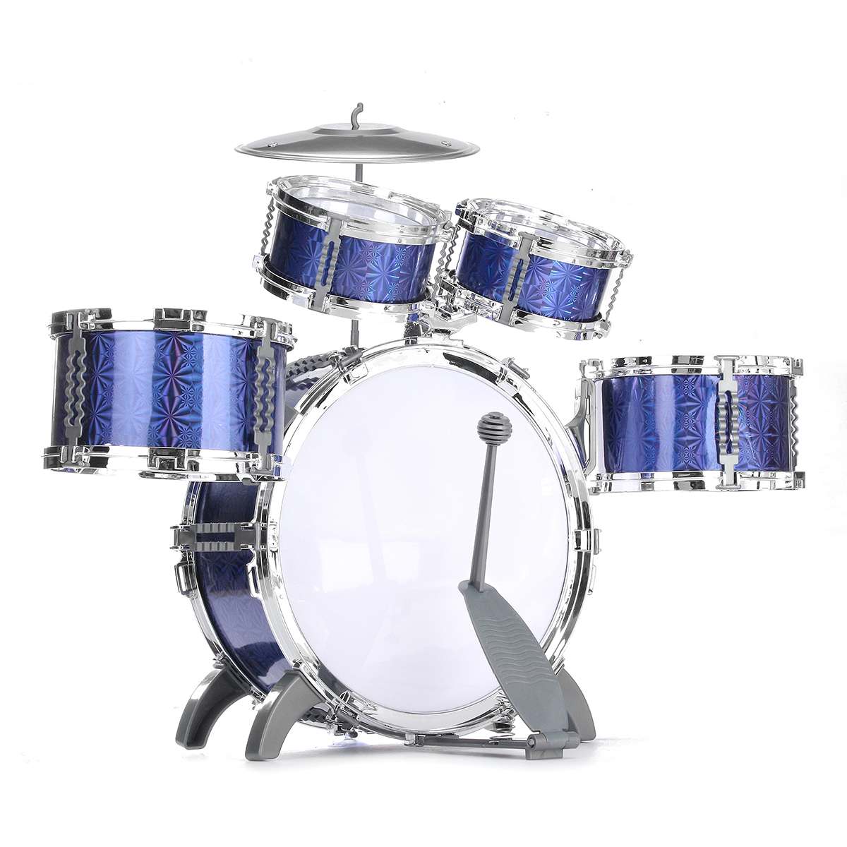 Children Kids Drum Set Kit Musical Educational Toy 5 Drums with Stool Drum Sticks Cymbal Percussion Instruments for Kids