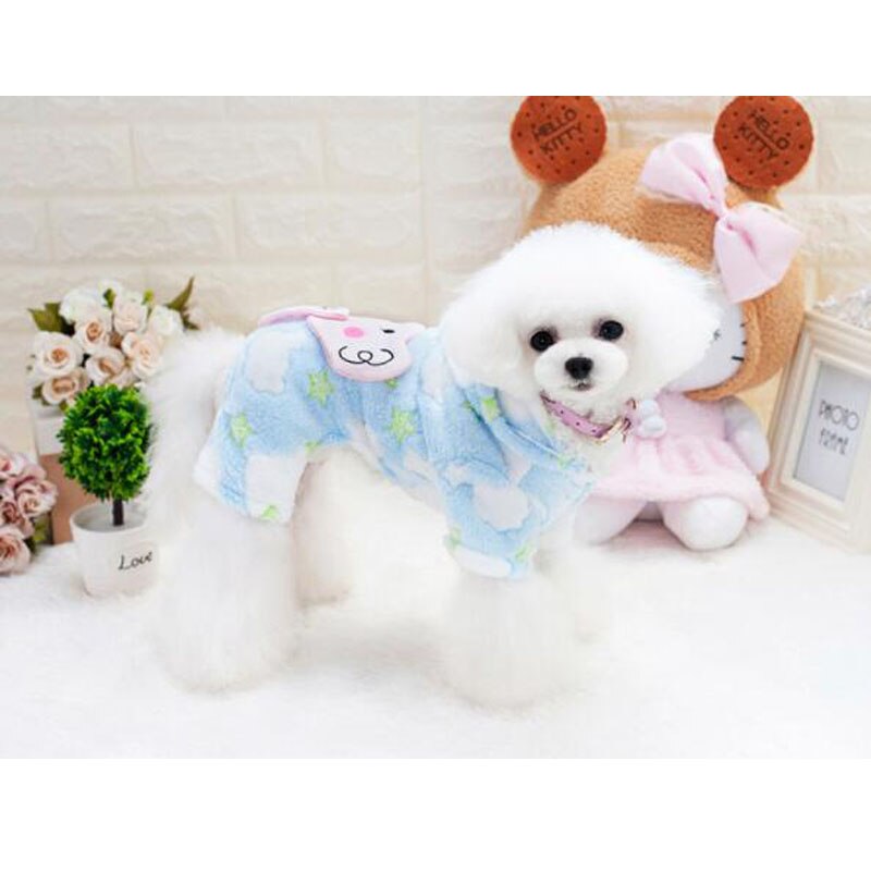 Fleece hundkläder varma husdjur pyjamas vinter elefant mönster katt mjuk jumpsuit för små hundar mops pudel outfit overall kläder