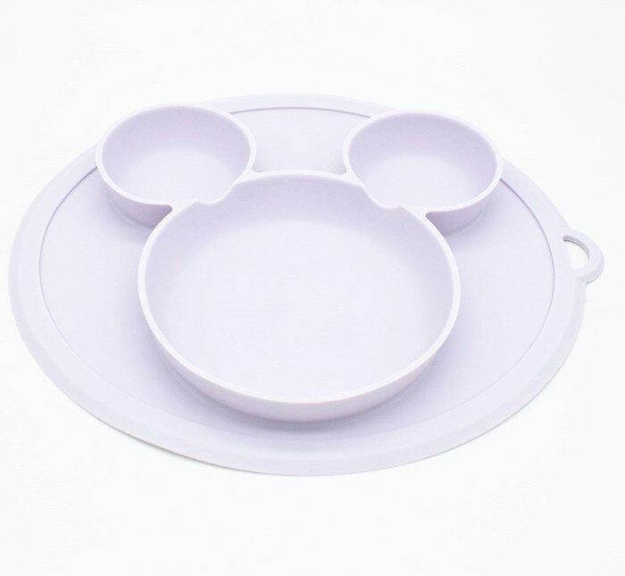 Børns silikoneskål sugeskål børn tallerken baby tallerken baby børn & #39 #39 fodring platos børn bordservice mad tallerken: Hvid