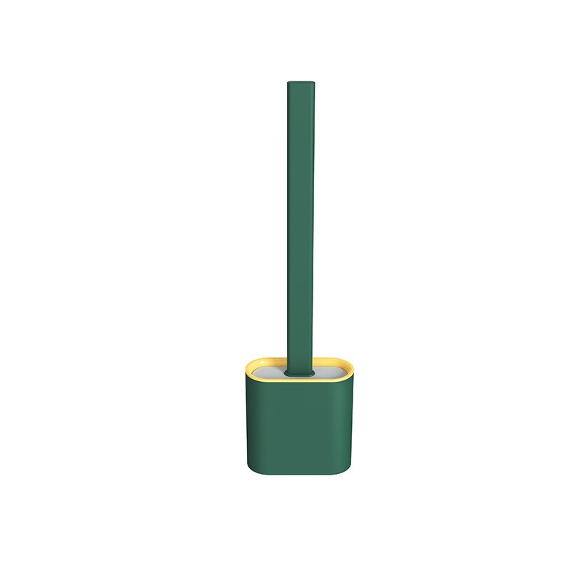 Brosse WC Silicone tête plate brosse souple à poils souples avec support de séchage rapide ensemble brosse de nettoyage pour accessoires WC-1: G341539