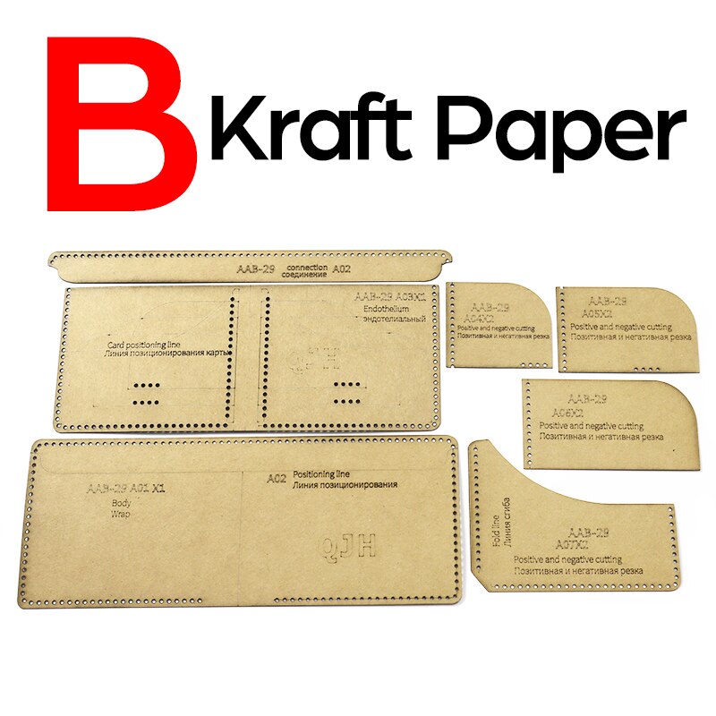 DIY Handmade Personality Short Wallet Kraft Paper and Acrylic Template Handmade Leather Craft Bag Template 11cm*9cm: B Kraft paper