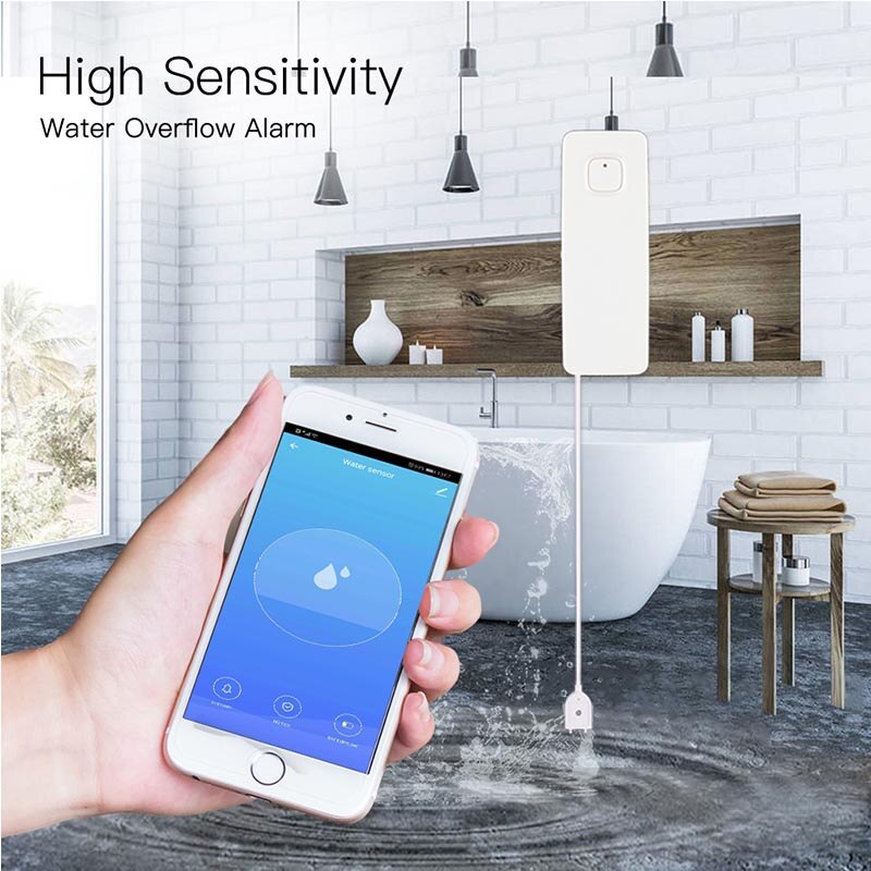 Tuya WiFi Smart Flood Sensor Water Leakage Detector Flood Overflow Alert Security Alarm System Smart Life App Remote Control