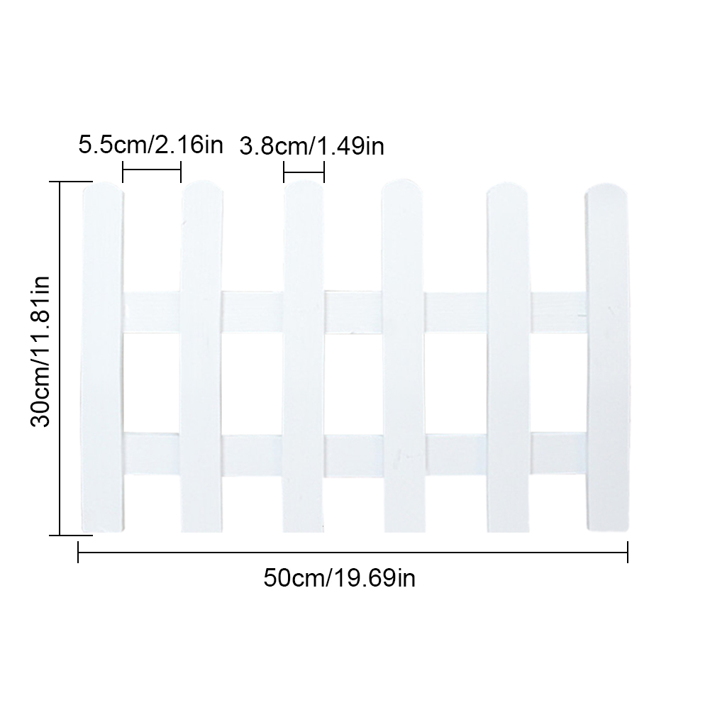 Solid Wooden Picket Fences Miniature Fairy Carbonized Wood Lawn Fence For Garden Home Courtyard Decoration: white 30x50cm