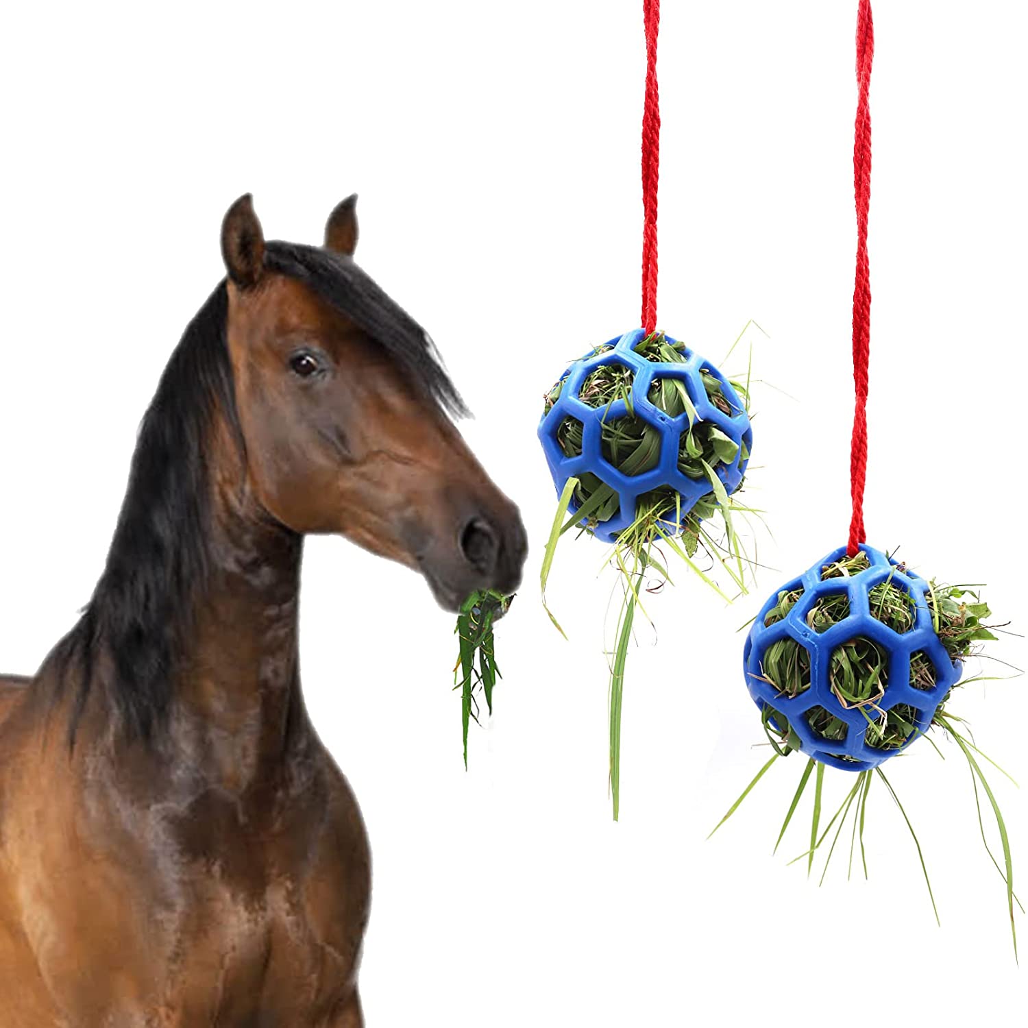 1PCS Horse Treat Ball Feeder Toy Hay Ball Hanging Feeding Toy for Horse Stable Stall Paddock Rest