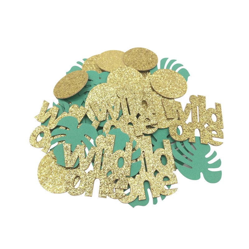 1 paquete de confeti de papel de corona de hojas de tortuga hawaiana, Animal de la selva de cumpleaños para niños, decoración de mesa de: gold