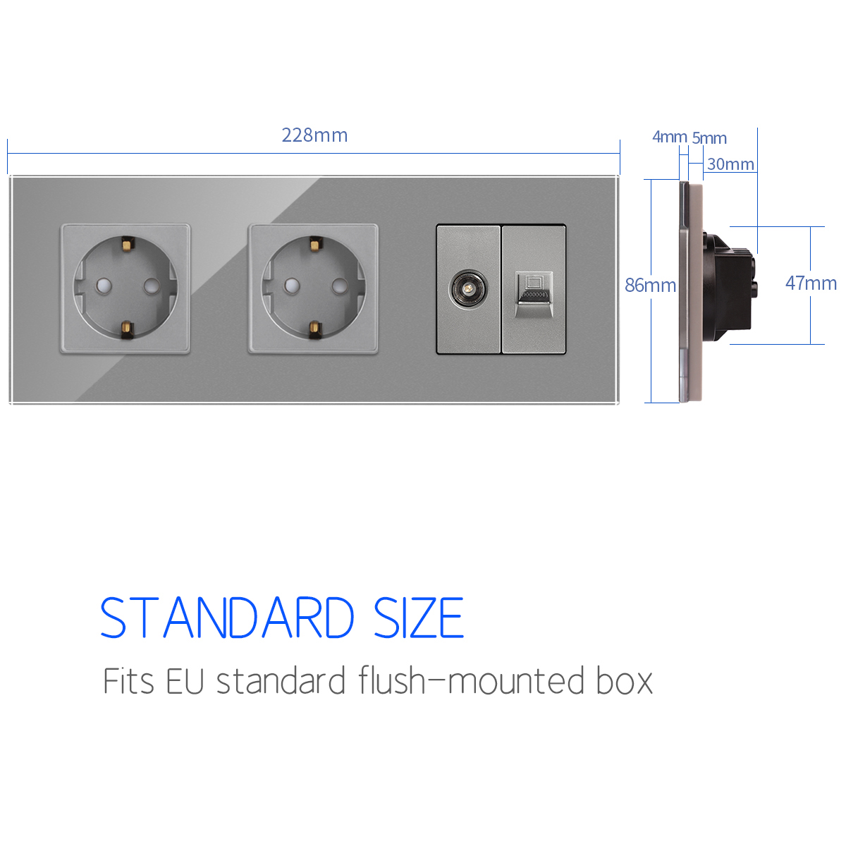 Bingoelec – Triple prise murale Standard ue, panneau en verre blanc noir, pour ordinateur, Internet, Rj45, amélioration de l'habitat