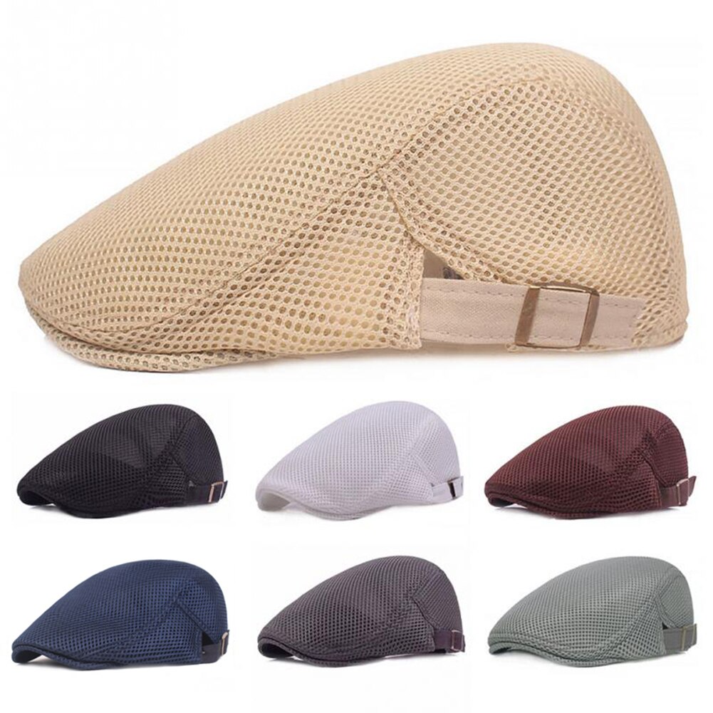 Béret d'été pour hommes et femmes, casquette plate, Cabbie, Style Gatsby, ajustable, respirant, bonnet en maille